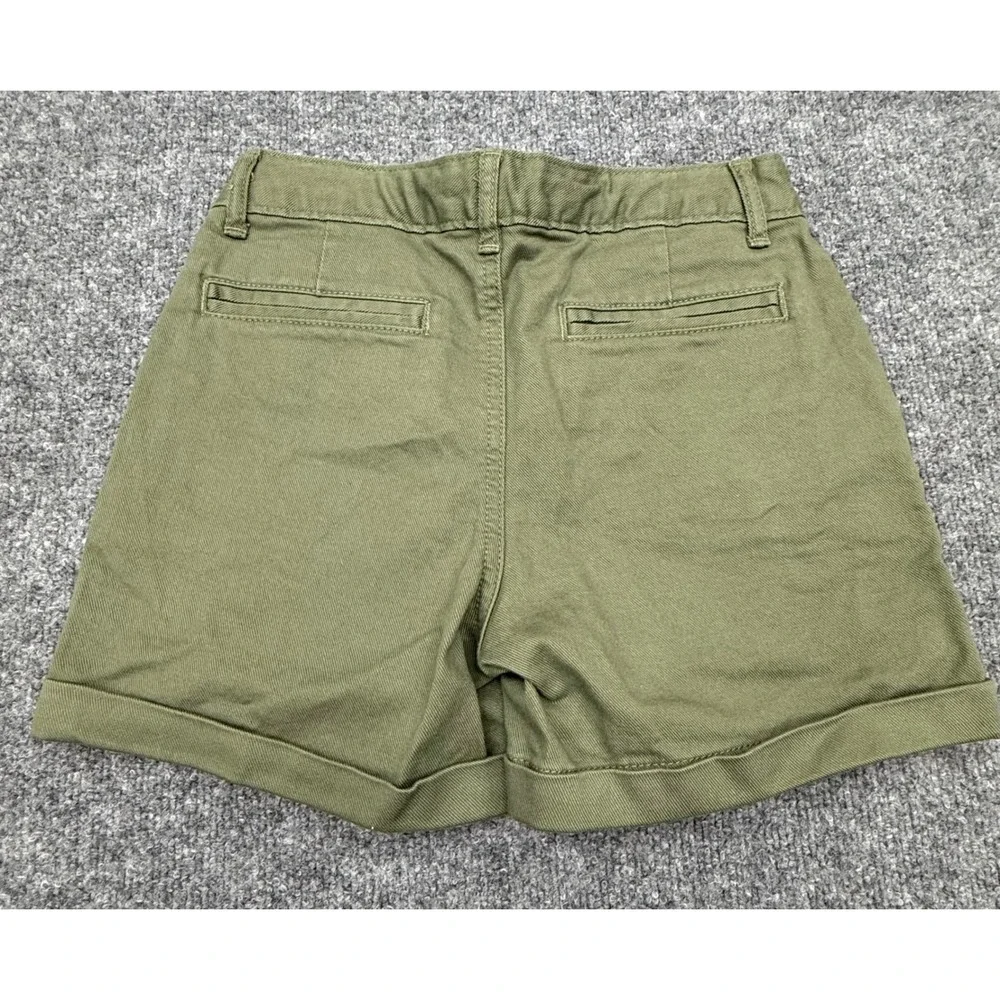 Gap Kids Girls Olive Green Cuffed Chino Shorts Size 12 Twill Utility Summer